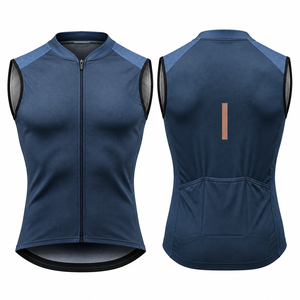 Maillot de cyclisme sans manches personnalisé pour homme, léger, respirant, séchage rapide, gilet de vélo entièrement zippé avec poches arrière, marque privée OEM - Product Image 1