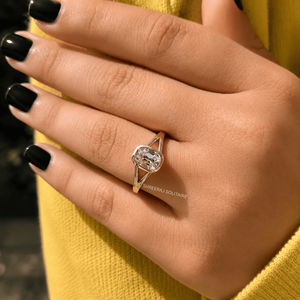 Bague de fiançailles à sangle fendue en diamant de laboratoire de type Old Mine Cut, certifiée IGI, en or massif 14K 18K, fabricant de bijoux de mariage sur mesure - Product Image 4