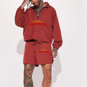 Survêtements de sport légers avec logo personnalisé, respirants et confortables, ensembles coupe-vent en nylon, ensemble short coupe-vent pour hommes - Product Image 1