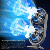 Ventilateur de circulation de bureau à double tête avec angle réglable, flux d'air puissant et rechargeable par USB, idéal pour le bureau et les voyages