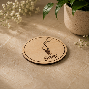 Beer Glass Laser Engraved Solid Wood Coaster Handcrafted Heat Resistant Drink <b>Mat</b> <b>Bar</b> Table Protector Beer Lover Gift - Product Image 1