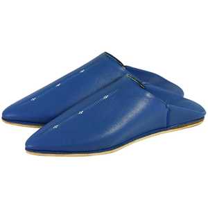 Babouches marocaines en cuir véritable pour hommes, bleues - Product Image 4