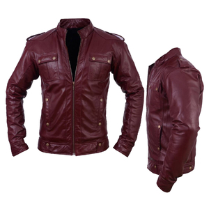 Chaqueta de Motociclista de Cuero Genuino Premium para Hombre, Estilo Slim Fit, a la Moda para Invierno, Resistente al Viento e Impermeable, de Piel de Oveja - Product Image 1