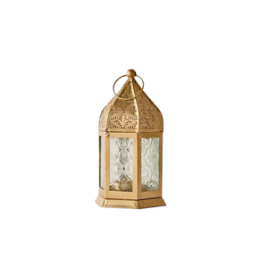 Moroccan Style <b>Brass</b> Candle <b>Lantern</b> With Geometric Cutouts Portable Home Decoration Candle Holder Handmade - Product Image 1