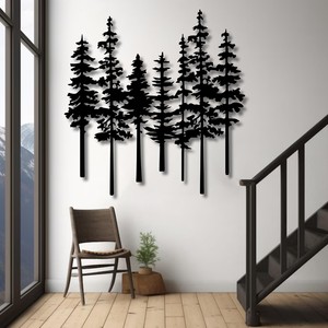 Art mural rectangulaire minimaliste en bois de pin noir avec résine époxy - Fait à la main - Product Image 1