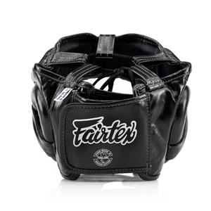Fairtex Boxing Head Guard Black PU Leather Hook Loop Closure 7 Air Vents Clear Protective Sparring Training Helmet Unisex Adult - Product Image 4
