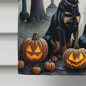 Grand drapeau de maison d'Halloween effrayant pour Doberman Pinscher Multicolor Polyester Yard Banner Artwork Porch Sleeve Pole Decorative - Product Image 4