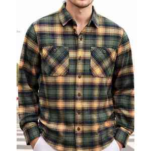 Wholesale Autumn Winter <b>Men</b> Casual Flannel Plaid <b>Shirts</b> Vintage <b>Fleece</b> Fitted Plaid Adult Size Fashion Cotton Flannel <b>Shirt</b> - Product Image 1