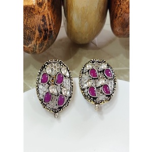 Dazzling Premium Quality Brass Silver Plated Moissanite <b>Stud</b> <b>Earring</b> for Women Girls Trendy Party Wear Collection - Product Image 2