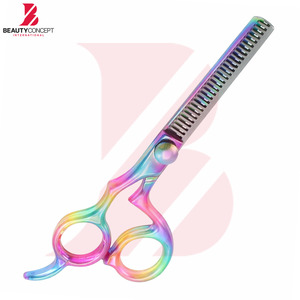 Ciseaux de coiffure professionnels multicolores arc-en-ciel en titane avec manche ergonomique en plastique - Product Image 4
