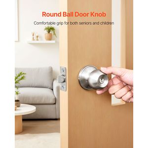 卧室浴室用缎面镍圆形隐私门把手钥匙入口锁 - Product Image 6