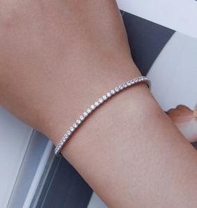 Pulsera de tenis de acero inoxidable con circonita cúbica, cadena de eslabones ajustable, regalo de joyería - Product Image 5