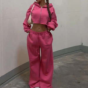 Conjunto Deportivo de Invierno para Hombre, 2 Piezas, Sudadera con Cremallera y Pantalones Deportivos de Algodón, con Logotipo Desgastado - Product Image 2