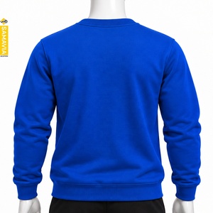 SAMAVIA Men's Royal <b>Blue</b> Crewneck Sweats Shirt Pullover <b>Long</b> <b>Sleeve</b> Casual Fleece <b>Top</b> Ribbed Cuff Hem Warm Apparel - Product Image 2