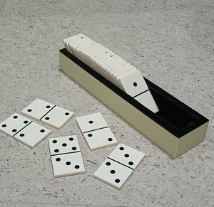Jeu de dominos professionnel fait main Double Six blanc avec points noirs, qualité supérieure, avec cadeau inclus - Product Image 3