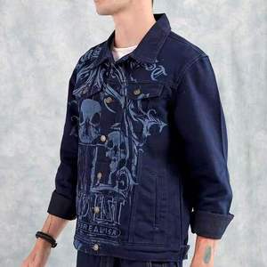 <b>Men's</b> Winter Safari <b>Jacket</b> Stand Collar Coated Genuine Leather Waterproof Plain Dyed <b>Denim</b> Standard OEM Service High Pattern - Product Image 3