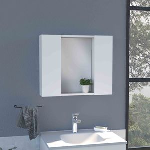 Armadietto a Specchio Artemisa a Doppia Anta Bianco con Un Ripiano Esterno per Bagno - Product Image 1