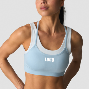 MILIENZ Soutien-gorge de sport et short de yoga pour femme, bleu marine, à bretelles convertibles, taille mi-haute, torsadé, maintien léger, sans couture, respirant - Product Image 3