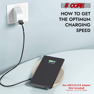 Chargeur sans fil 5Core 15W certifié Qi, tapis de charge rapide, chargeur - Product Image 2