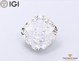 เพชรทรงสี่เหลี่ยมคุชชั่น 2.00 กะรัต สี D ความสะอาด VS1 ผลิตด้วยวิธี CVD พร้อมใบรับรอง IGI เหมาะสำหรับแหวนดีไซน์พิเศษ - Product Image 1