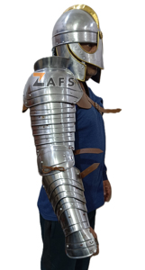 ชุดเกราะไหล่แบบอัศวินยุคกลาง ทำจากเหล็กอ่อน ป้องกันแขนเต็มรูปแบบ ปิดด้วยหัวเข็มขัด ผลิตด้วยมือ สามารถสวมใส่ได้สำหรับผู้ใหญ่ - Product Image 2