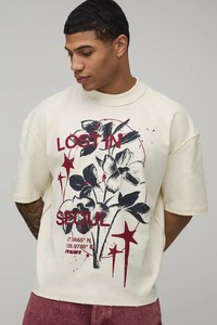 mens drop shoulder oversized <b>tshirt</b> boxy fit loose heavy cotton streetwear <b>tshirt</b> custom printing supplier - Product Image 2