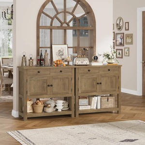 Mesa Consola Rústica de Madera con 2 Cajones y Almacenamiento en Gabinete, Estante Inferior Abierto, Mueble de Entrada Estilo Granja - Product Image 4