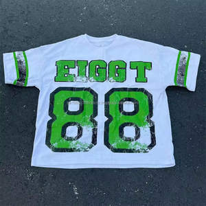 Camiseta de malla de gran tamaño para hombre, camiseta Unisex con bordado de apliques, diseño personalizado al por mayor - Product Image 2