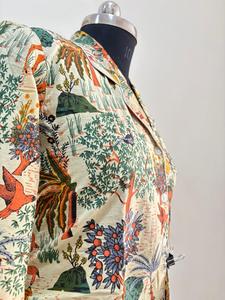 เสื้อเชิ้ตแขนยาวผ้าฝ้ายสีเบจสำหรับผู้หญิงเสื้อดาวน์มีกระดุมลายป่าตกแต่งลูกไม้ลายดอกไม้เสื้อเซ็กซี่ทรงหลวมสำหรับทุกฤดูกาล - Product Image 2