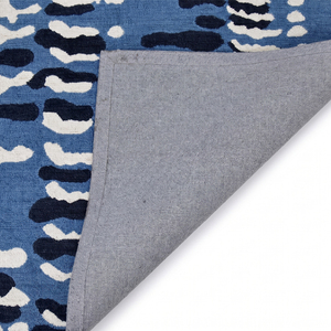DECORDEC Tapis géométrique en laine écologique bleu indigo ivoire fait main antidérapant contemporain pour salon et chambre - Product Image 5