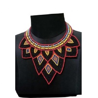 Nuevo Diseño de Collar de Cuentas de Vidrio con Bordado Indio y Estilo Africano para Niñas y Mujeres, Superventas en Alibaba
