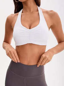 Backless High Support Sports Bra Women Front Logo Eco-Friendly Seamless Gym Wear Halterneck Exercise Clothing Private Label - Product Image 2