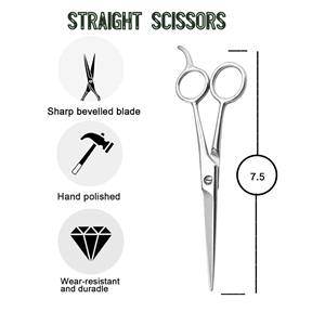 Tijeras de Barbero Rectas Multiusos de 5.5 Pulgadas para Diestros, Acero Inoxidable Afilado, Diseño Ergonómico, para el Cuidado del Cabello, Bigote y Cejas - Product Image 2