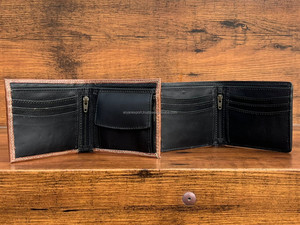 Cartera plegable con cuentas de cuero mecanizada a mano para hombre, carteras cortas multifuncionales de cuero de vaca Vintage de alta calidad - Product Image 6