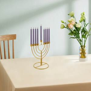 Luxury Metal Menorah Candle Stand For Hanukkah Festival Table Decoration With Beautiful Candle Holder Arrangement - Product Image 2