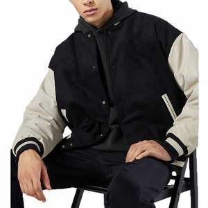 Hot selling new OEM custom <b>leather</b> sleeve letterman baseball embroidered varsity <b>jacket</b> for <b>men</b> at Wholesale Cheap price - Product Image 6