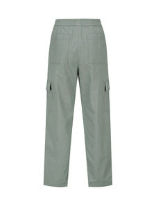 Women's Linen Cotton Stretch <b>Cargo</b> Banding Pants Lightweight Casual Elastic Mid Utility <b>Trousers</b> <b>Straight</b> <b>Leg</b> Summer ODM - Product Image 2