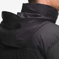 Blouson matelassé noir pour homme, col montant, fermeture éclair, coupe-vent, épais, hiver, décontracté, coupe régulière, rembourrage en coton, devant