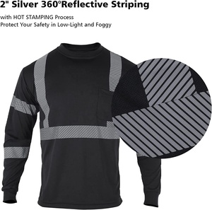 Camisa de Trabajo de Seguridad de Manga Larga con Alta Visibilidad Reflectante, Transpirable, de Poliéster, Uniforme para Construcción y Trabajo al Aire Libre - Product Image 4