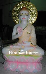 Statue de Bouddha en marbre blanc décorative, design artisanal excellent, belle position assise, pour la prière. - Product Image 2