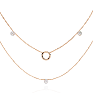 AMBER JEWELS Collar de Oro Rosa de 14K con Diamantes Vintage, Corte Brillante, Sintético, Cultivado en Laboratorio, Joyería Unisex para Uso Diario - Product Image 1