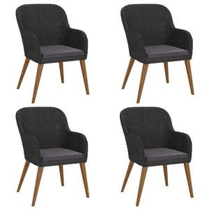 Ensemble de salle à manger de jardin durable en 5 pièces, en bois d'acacia massif noir, mobilier d'extérieur durable - Product Image 4