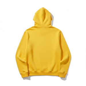 Sweat-shirt à capuche jaune pour homme en coton French Terry, coupe classique, poche imprimée en relief, décontracté, respirant, pour l'hiver - Product Image 4