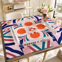 Tapis de jeu de poker américain et de mahjong géométrique carré de luxe, pliable, antidérapant, en néoprène de 3 mm, 33 pouces, design original exclusif, personnalisé