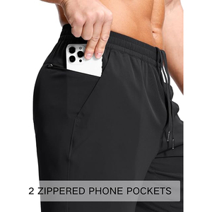Pantalones Cortos Deportivos Negros de Secado Rápido para Hombre, con Bolsillos, Cintura Elástica, Corte Bermuda, Estilo Deportivo Informal - Product Image 2