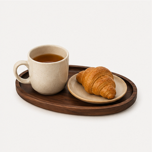 Handcrafted Premium <b>Walnut</b> Wood Serving Tray Durable Oval Decorative Platter For <b>Coffee</b> <b>Table</b> Bathroom Vanity Organizer On Sale - Product Image 2