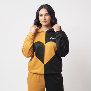 Casual Women's Oversized <b>Polyester</b> <b>Hoodie</b> Heart Graphic Color Block Long Sleeve Kangaroo Pocket Sweatshirt Custom - Product Image 3
