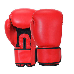 Gants de boxe en cuir rouge, fermeture Velcro, pour adultes, équipement d'entraînement respirant - Product Image 1