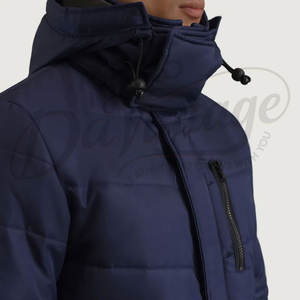 Chaqueta Larga Acolchada Azul Marino para Hombre, Parka de Invierno con Capucha, Abrigo Grueso Acolchado, Gabardina Acolchada para Exteriores - Product Image 6