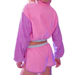 ชุดเสื้อกันลมผ้าไนลอน2ชิ้นสำหรับผู้หญิงชุดกันลมแบบบล็อกสีสำหรับฤดูร้อน2024 - Product Image 3